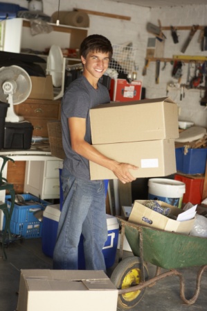 Cleaning out the garge to earn some money.